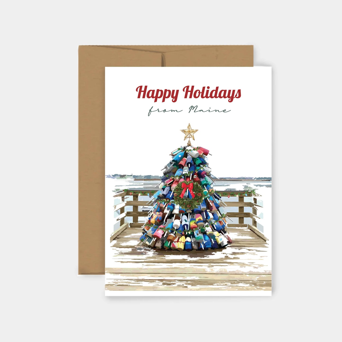 Lobster Buoy Christmas Tree Greeting Card