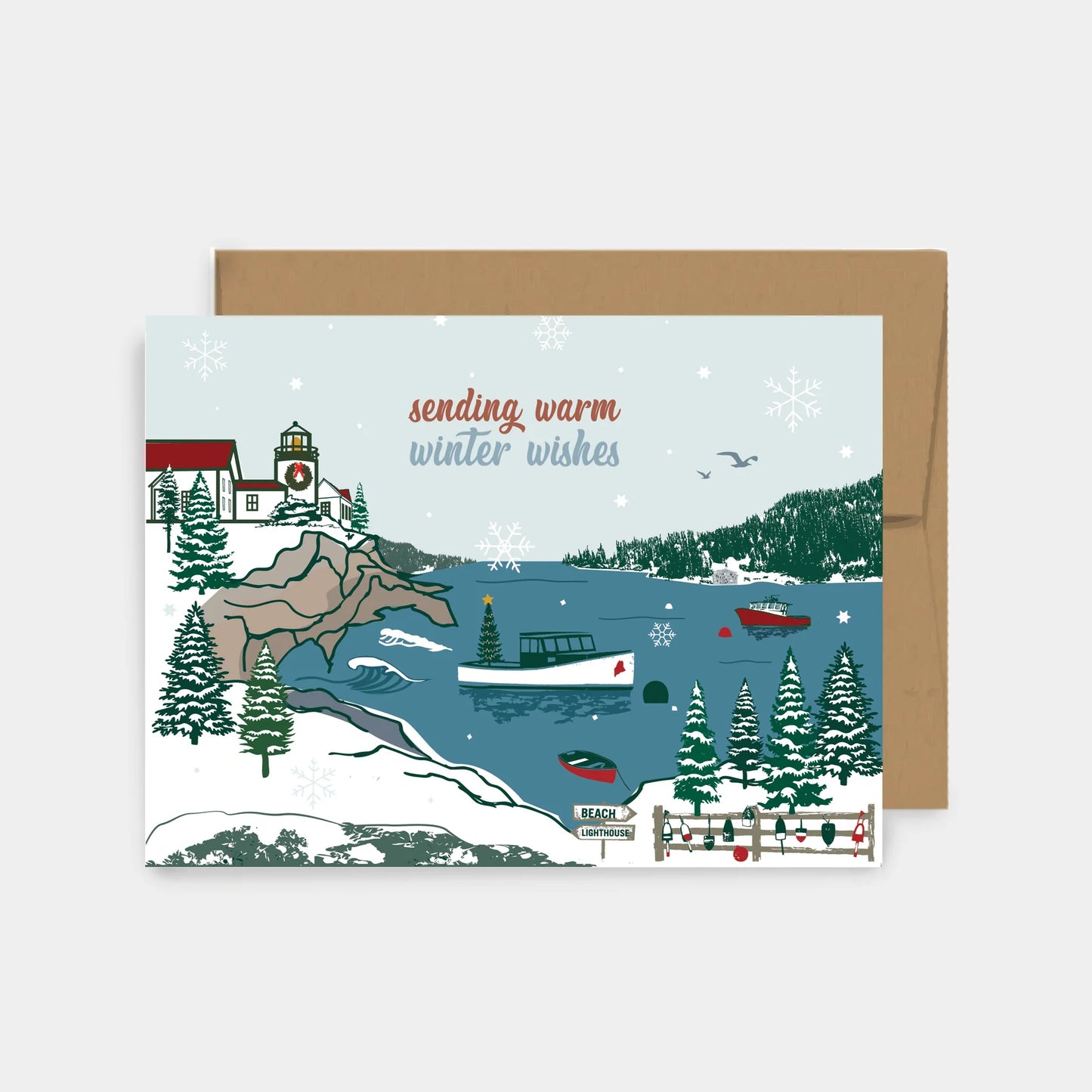 Coastal Maine Winter Wishes Greeting Card
