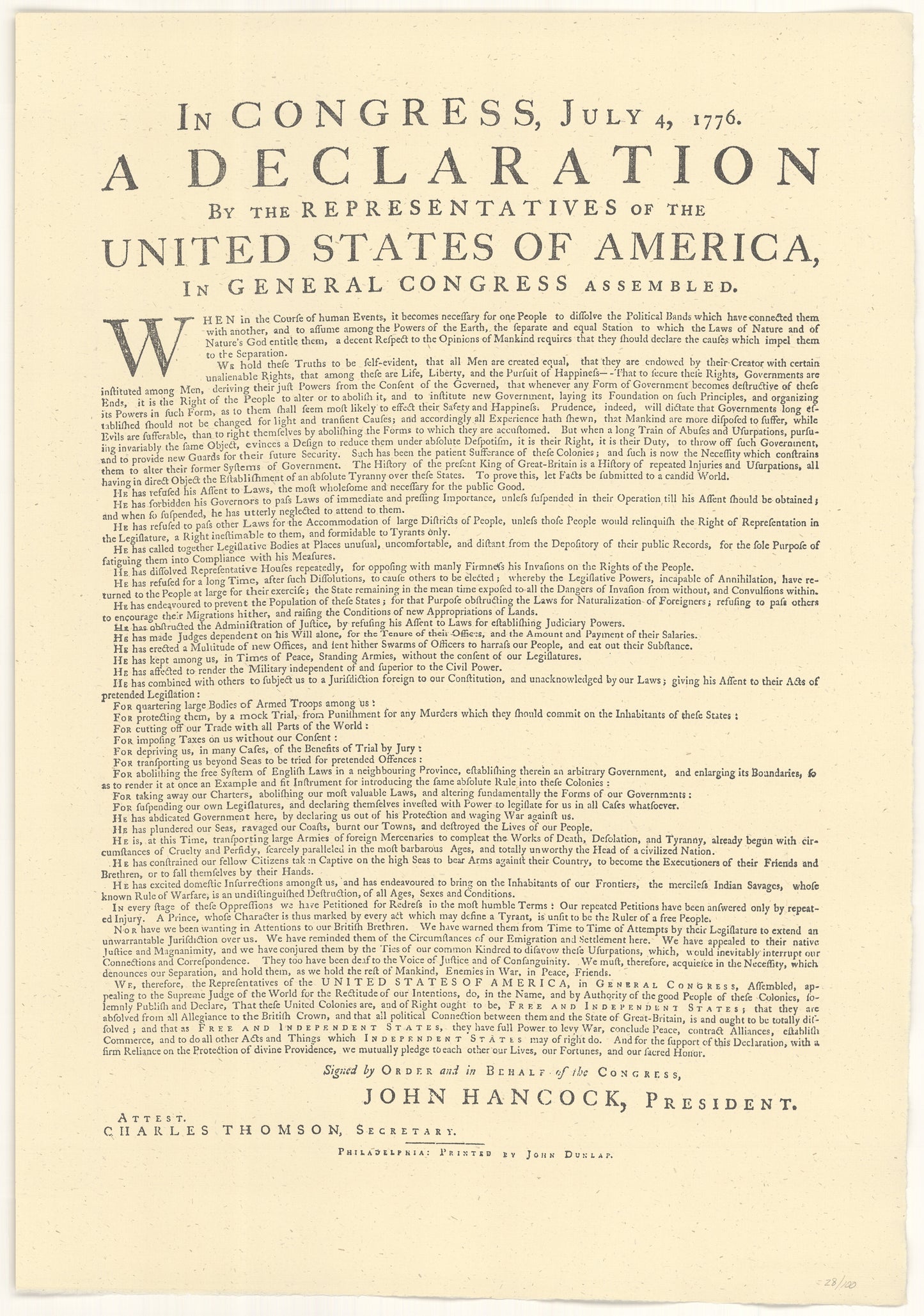 Declaration of Independence Print