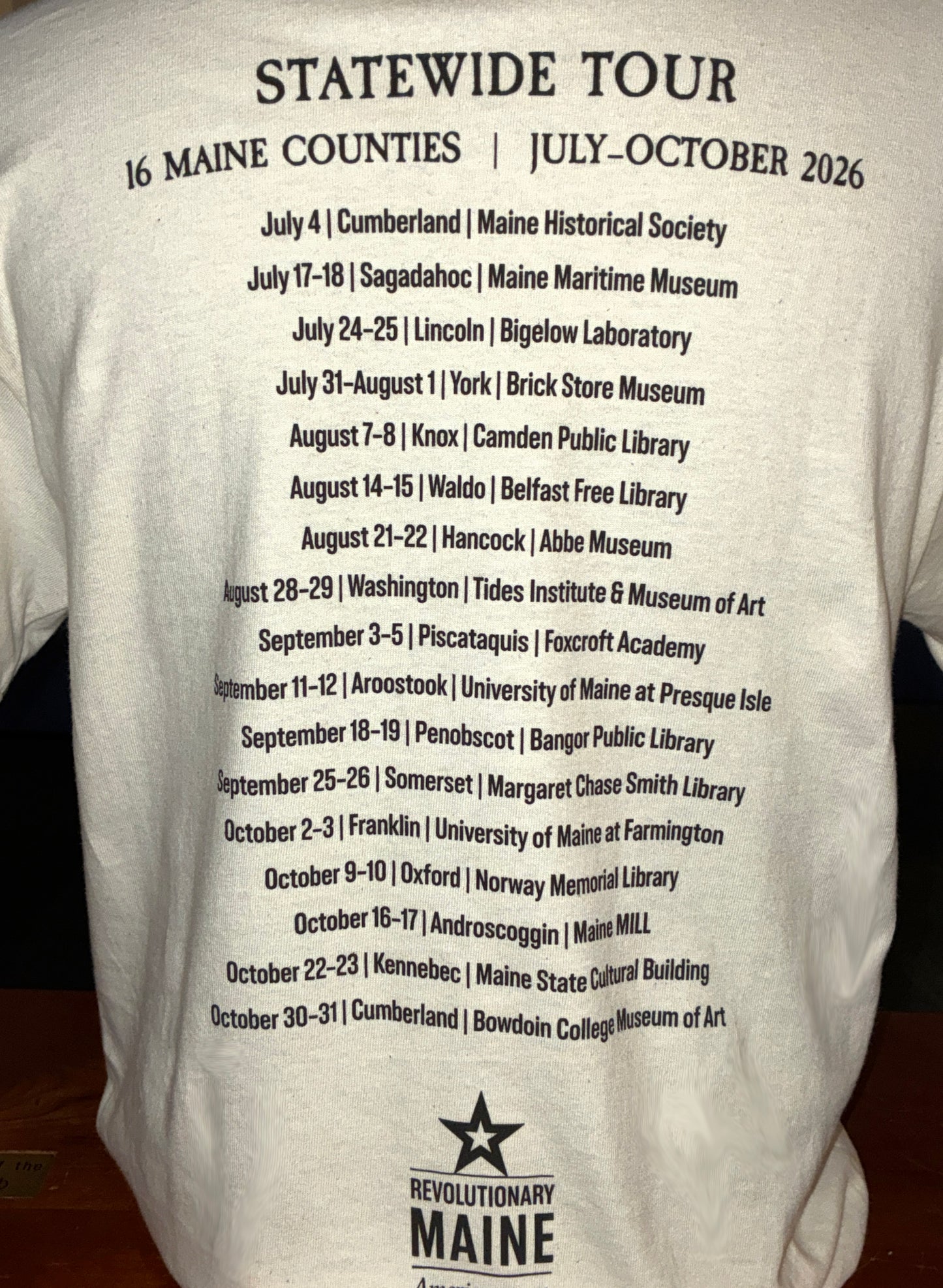 Maine Historical Society Declaration of Independence Tour T-Shirt