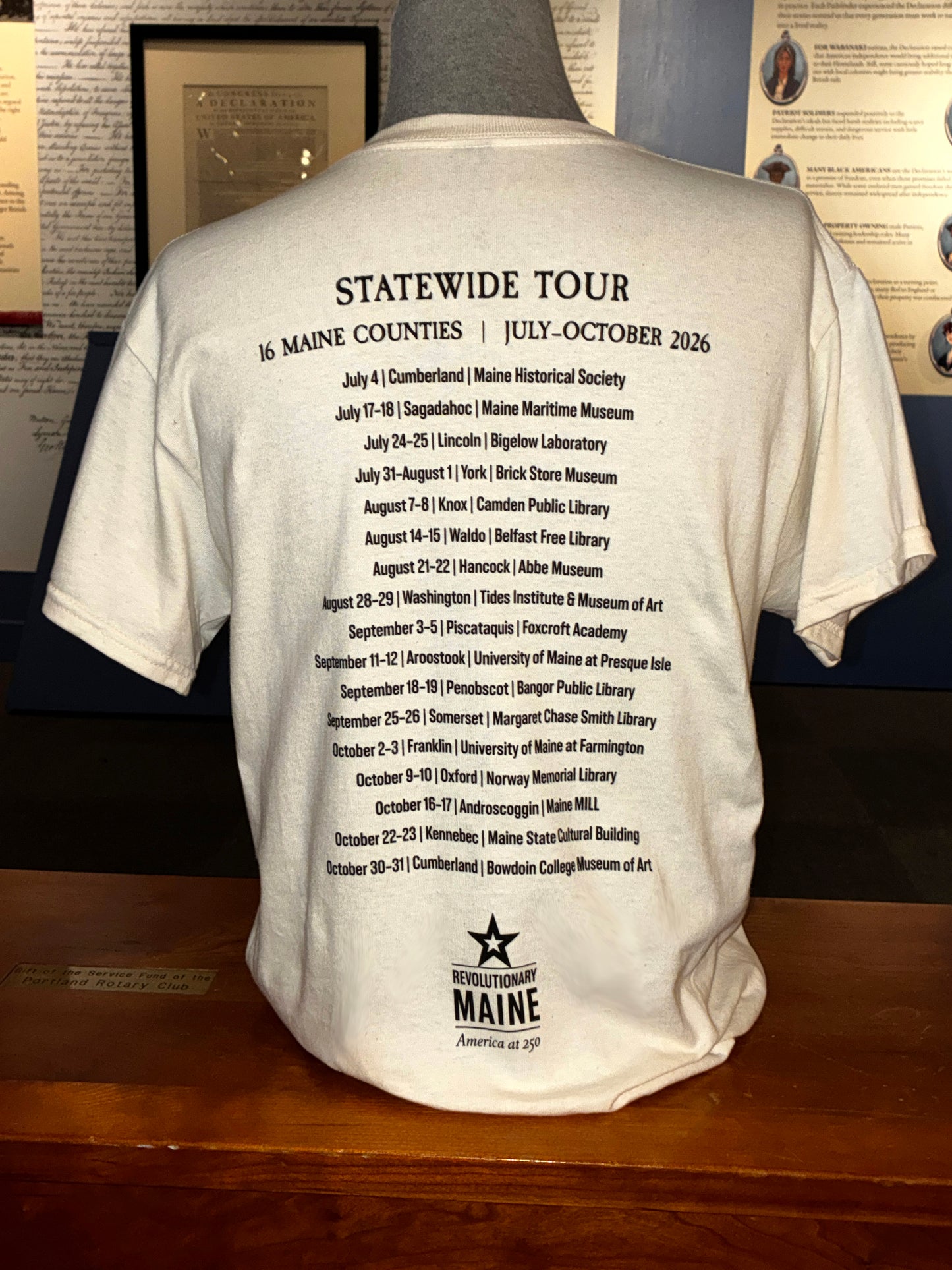 Maine Historical Society Declaration of Independence Tour T-Shirt